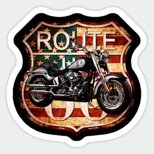 Motorcycle and Route 66 Sticker